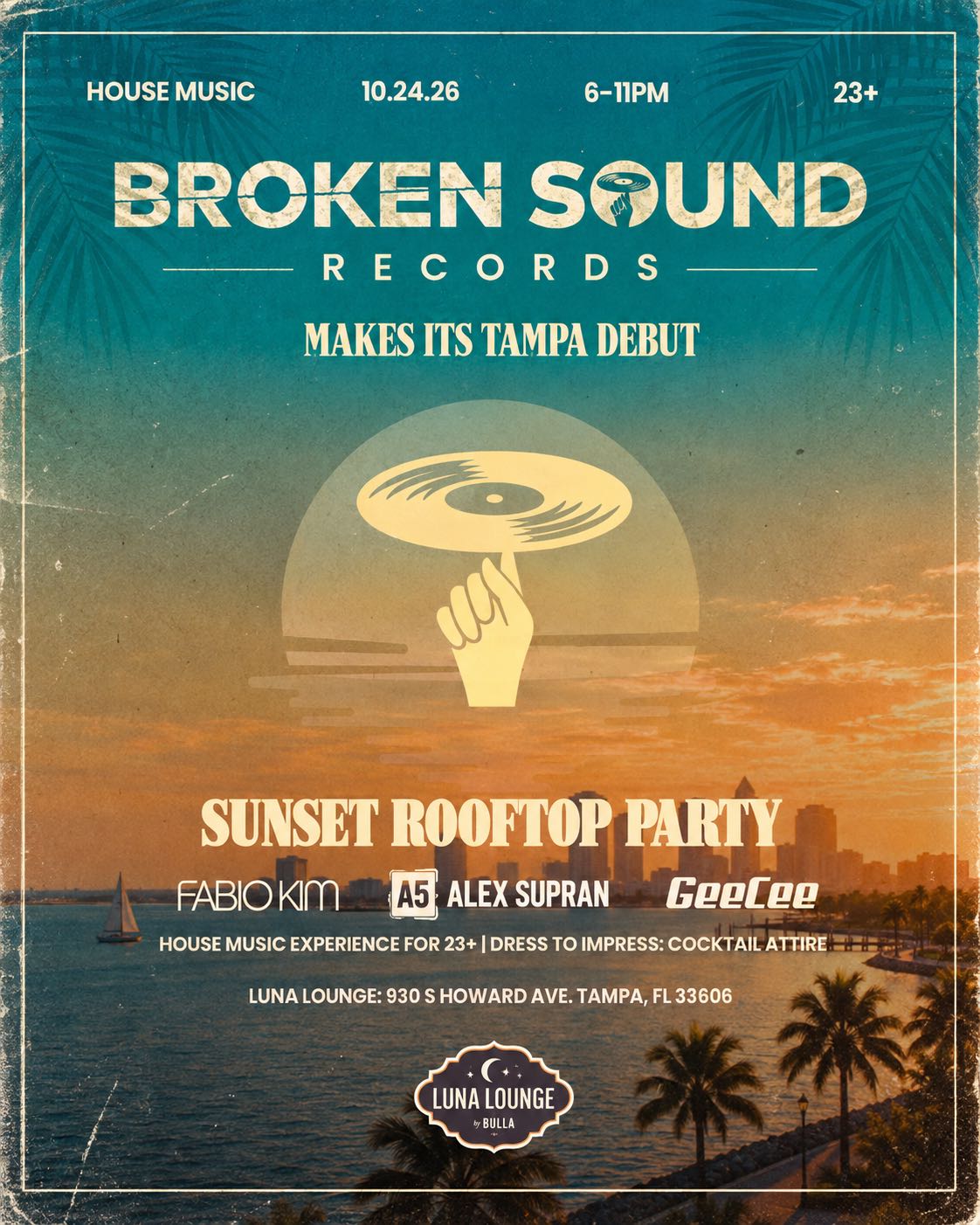 Sunset Rooftop Party Tampa Debut flyer